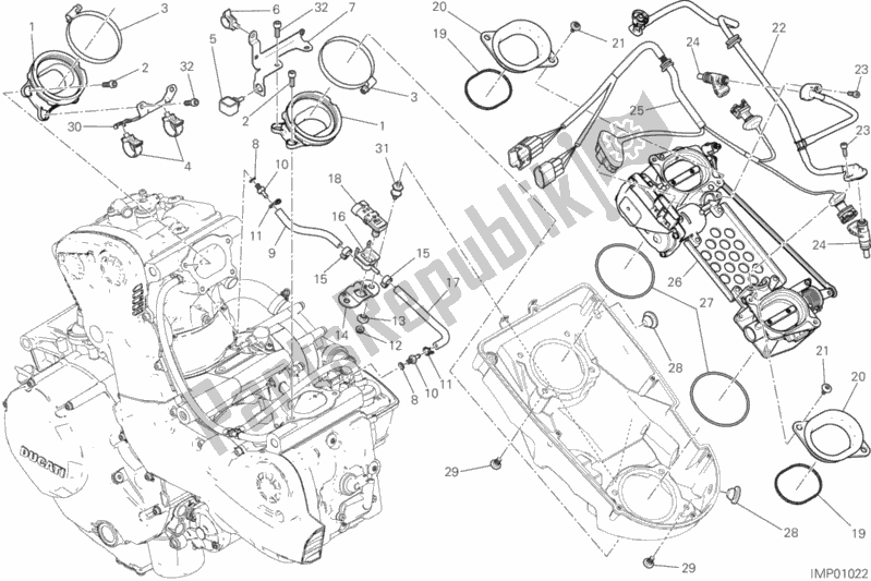 Todas as partes de Corpo Do Acelerador do Ducati Monster 1200 S 2020